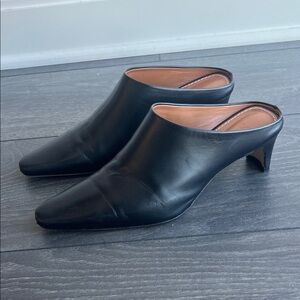 STAUD Black Wally Leather Mules